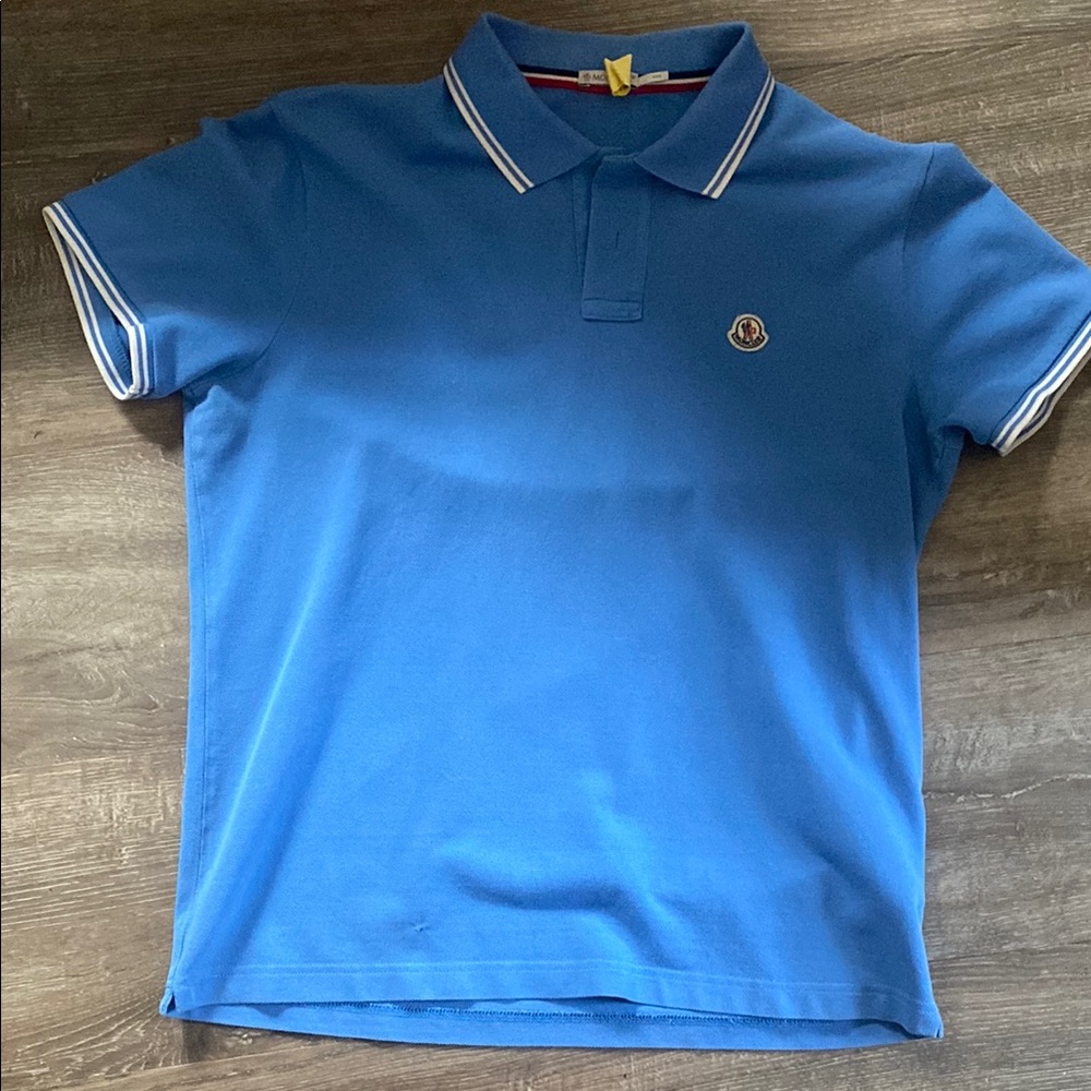 Moncler Royal Blue Polo with White Accents